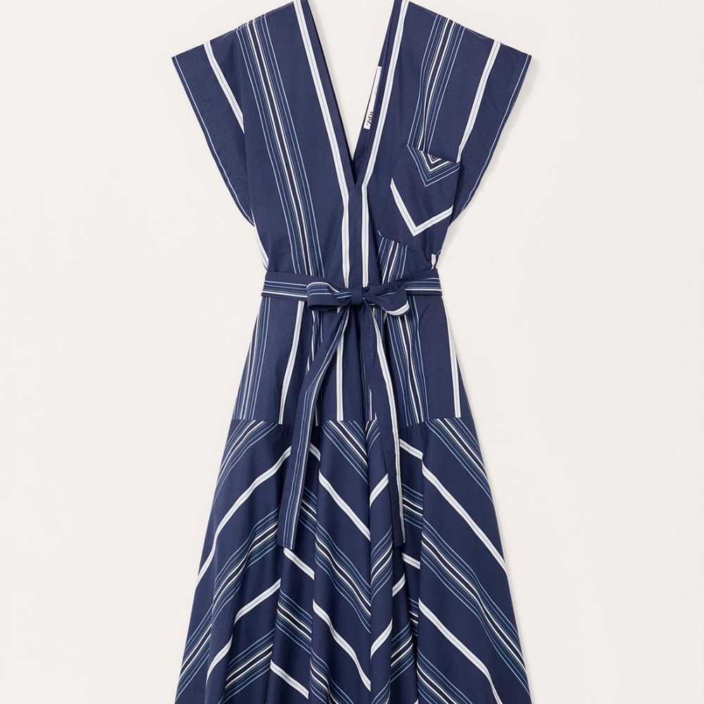 NWT ZARA LIMITED EDITION GODET STRIPE DRESS XS - Picture 4 of 5
